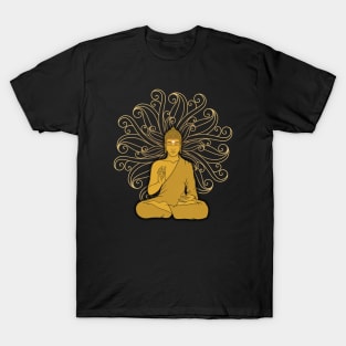 Mandala Golden Buddha in black T-Shirt